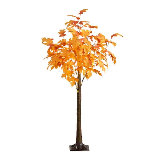 5Ft Pre-Lit Autumn Maple Artificial Fall Tree with 240 Warm White LED Lights By Nearly Natural in Orange | 32" x 32" x 60" | Michaels®